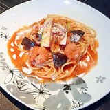 海老とズッキーニのトマトパスタ。